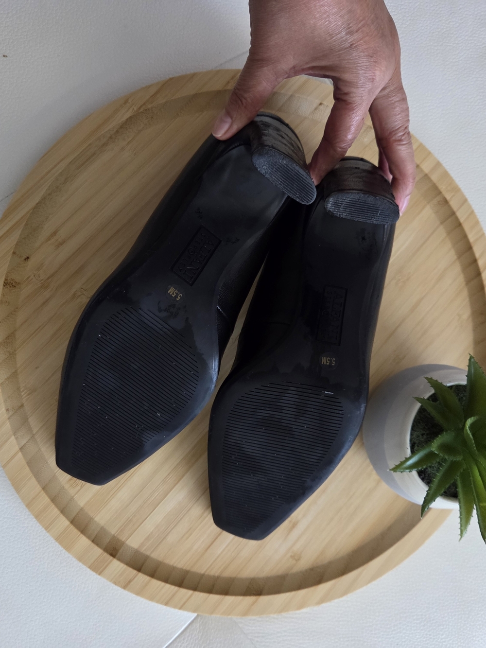 Alfani Black Leather-Look Mid Block Heel Pumps - Picture 2 of 6